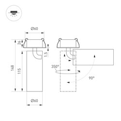 Светильник SP-GABI-BUILT-FLAP-R60-12W Warm3000 (BK, 36 deg, 230V) (Arlight, IP40 Металл, 5 лет) 049935 - фото 107153