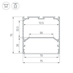 Профиль LINE-S-7575-2500 BLACK (Arlight, Алюминий) 041856 - фото 115291