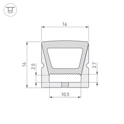 Силиконовый профиль WPH-FLEX-1616-TOP-S11-5m WHITE (Arlight, Силикон) 040270 - фото 116808