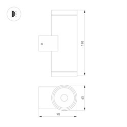 Светильник LGD-RAY-WALL-TWIN-R65-2x9W Day4000 (GR, 23 deg, 230V) (Arlight, IP65 Металл, 3 года) 044850 - фото 120873