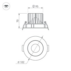 Светильник MS-FORECAST-BUILT-TURN-R102-12W Warm3000 (WH-WH, 32 deg, 230V) (Arlight, IP20 Металл, 5 лет) 037188(1) - фото 124669