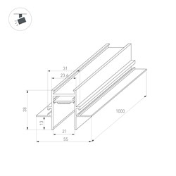 Трек встраиваемый MAG-TRACK-2538-FDW-1000 (BK) (Arlight, IP20 Металл, 3 года) 036121 - фото 126987