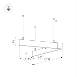 Светильник ALT-LINEAIR-ANGLE-60-FLAT-UPDOWN-DIM-1290x1115-85W Warm3000 (BK, 100 deg, 230V) (Arlight, IP20 Металл, 3 года) 040637 - фото 129402