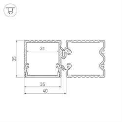 Профиль с экраном ALU-BASE-PW35S-2000 ANOD+FROST AG (Arlight, Металл) 021947 - фото 142255