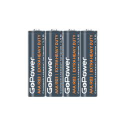 Батарейка GoPower R03 AAA Shrink 4 Heavy Duty 1.5V (4/60/1200)(в упаковке 4шт) 00-00015593 - фото 168227