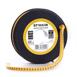 Кабель маркер на бобине электромонтажный STEKKER CBMR25-8, , желтый, материал - ПВХ, размер 98*98мм, 39105 - фото 75943