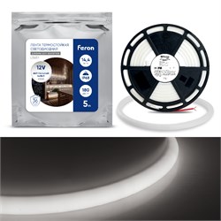 Лента светодиодная неоновая 12V FERON LS651, 180*SMD2835, 14,4W/m, IP68, 4000К (белый), в комплекте 32187 - фото 79367