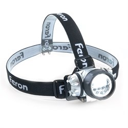 Фонарь налобный светодиодный, работающий от батареек 3*AAA, 1W 7LEDs, IP44, пластик, TH2303 41707 - фото 82114