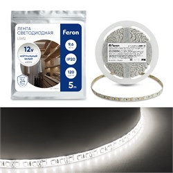 Лента светодиодная, 120SMD(2835)/m 9.6W/m 12V 5m 4000К, LS612 41448 - фото 83958