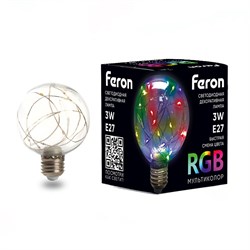 Лампа светодиодная, (3W) 230V E27 RGB G80, LB-381 41676 - фото 84649
