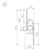 Профиль PLINTUS-FANTOM-BENT-H20-SIDE-2000 BLACK (Arlight, Алюминий) 043673