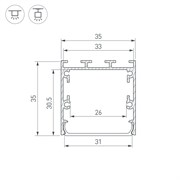 Профиль LINE-S-3535-2500 WHITE (Arlight, Алюминий) 041833