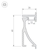 Профиль с экраном ALU-WALL-2000 ANOD+FROST (Arlight, Металл) 014910