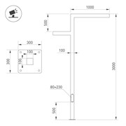 Опора OXOR-STER-Z-1600x100x100-L3000-70W Warm3000 (BK, 230V) IP65 (Arlight, Сталь) 051426