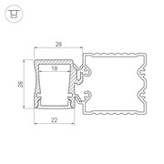 Профиль с экраном ALU-BASE-WH28-2000 ANOD+FROST (Arlight, Металл) 015460-2