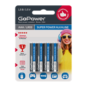 Батарейка GoPower LR03 AAA BL4 Alkaline 1.5V (4/48/576)(блистер 4шт)  00-00015602