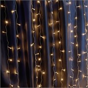Гирлянда дождь FERON CL18, 160LED, 2700К (теплый белый), с эффектом стробов, 1,5*1,5м+3м прозрачный 32326