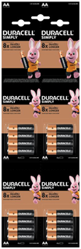 Батарейки Duracell AA LR6-16BL 4x4 HDBC, пальчиковые, 16 шт - фото 41393